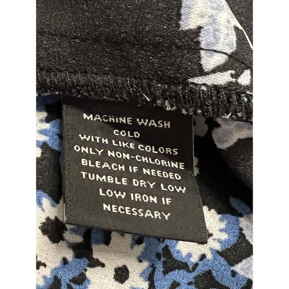 Investments Blouse Womens XL Blue Mixed Floral Zebra Button Front‎ Tie Sleeve - Picture 13 of 14